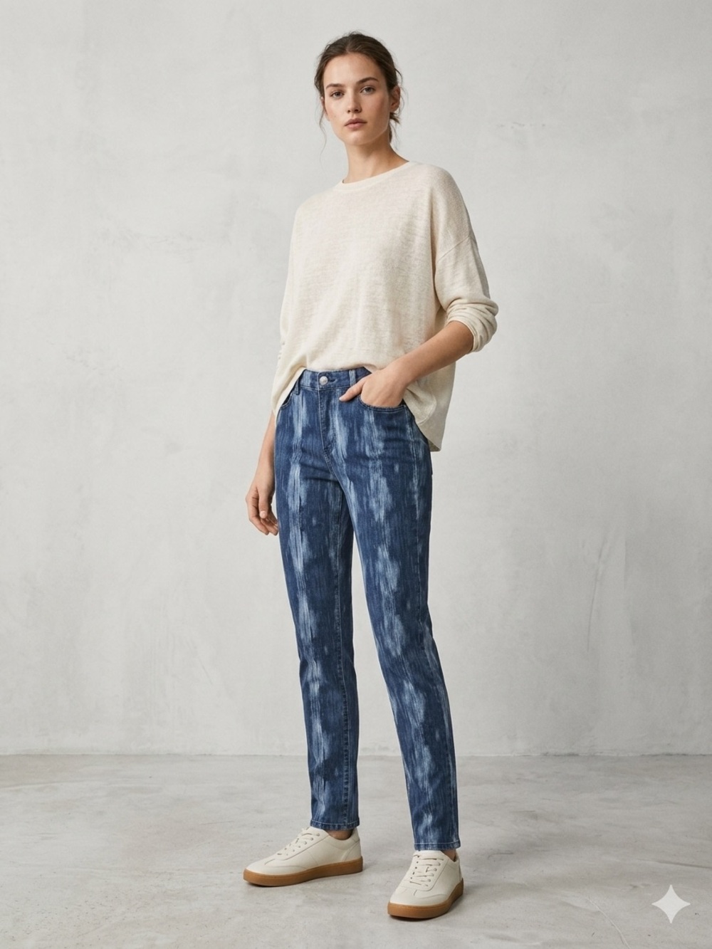 Calvin Klein Blue Tie-Dye Straight Leg Jeans
